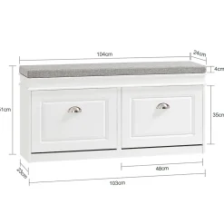 Banc de Rangement à Chaussures 2 Portes Abattants, FSR64-W, SoBuy