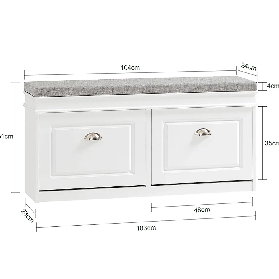 Banc de Rangement à Chaussures 2 Portes Abattants, FSR64-W, SoBuy