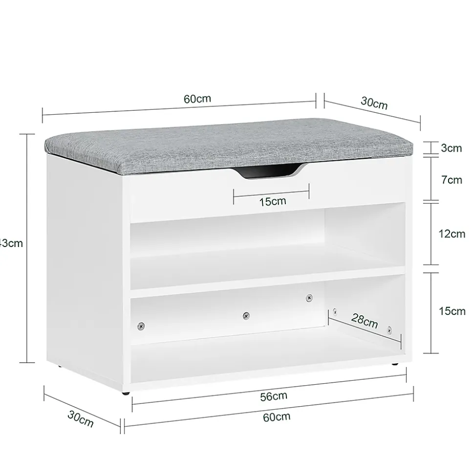 Banc de Rangement à chaussures 2 étages avec coussin, FSR25-HG, SoBuy