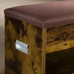 Banc de rangement à chaussures ISAAC avec coffre, en bois - Coloris old style et brun
