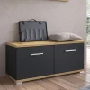 Banc de rangement à chaussures VIELLA L 90 cm - Gris cosmos et chêne artisan