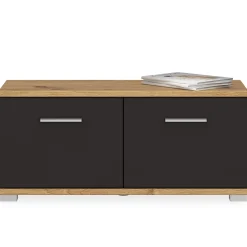 Banc de rangement à chaussures VIELLA L 90 cm - Gris cosmos et chêne artisan