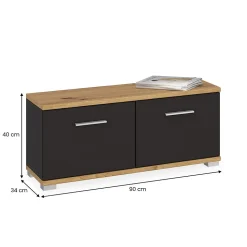 Banc de rangement à chaussures VIELLA L 90 cm - Gris cosmos et chêne artisan