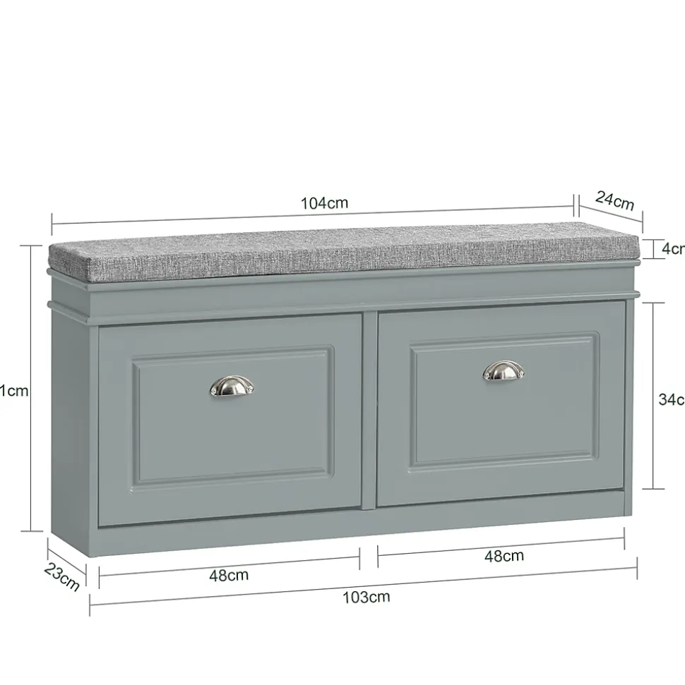 Banc de Rangement à Chaussures 2 Portes Abattants, FSR64-HG, SoBuy