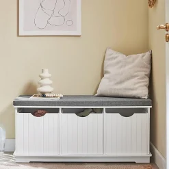 Banc de Rangement avec 3 Cubes et Coussin Rembourré, FSR30-W, SoBuy