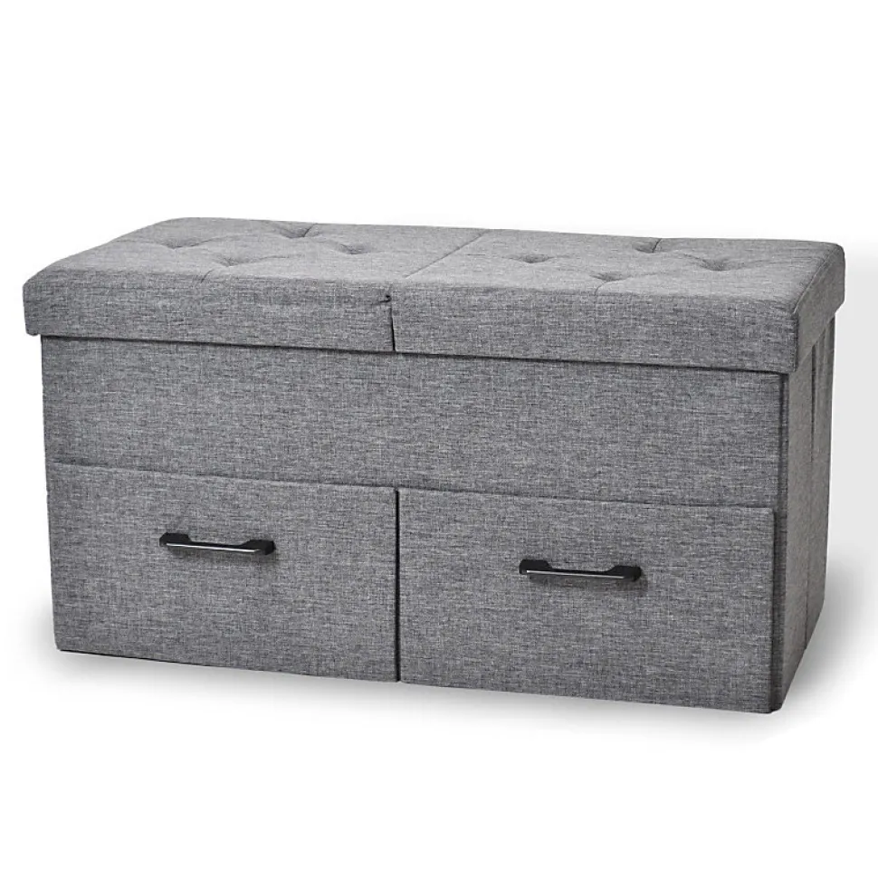 Banc de Rangement avec coffre et tiroirs 2 places 77x40x38cm