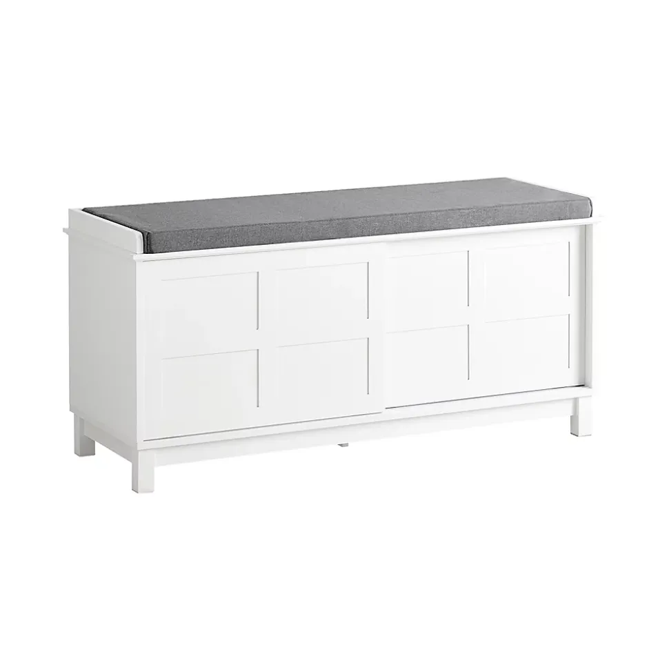 Banc de Rangement avec Coussin Rembourré et 2 Porte Coulissantes, FSR86-W, SoBuy