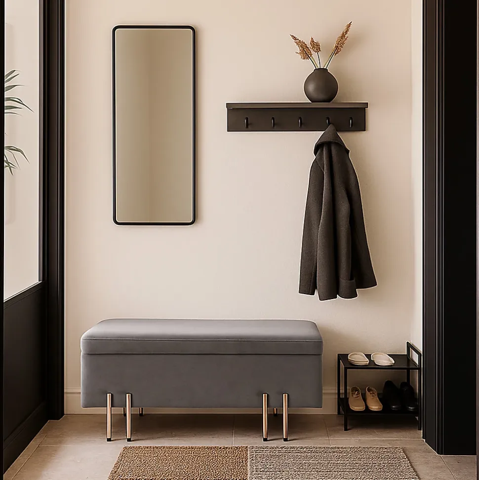 Banc de rangement Dals 100 x 40 x 42 cm gris en.casa