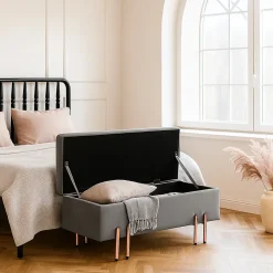 Banc de rangement Dals 118 x 40 x 42 cm gris en.casa