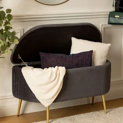 Banc de rangement en velours SOLARO
