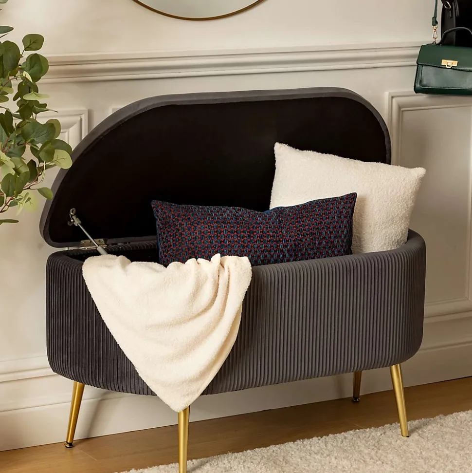 Banc de rangement en velours SOLARO