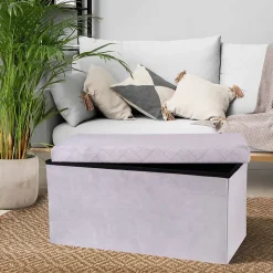 Banc de rangement pliable Kube en velours