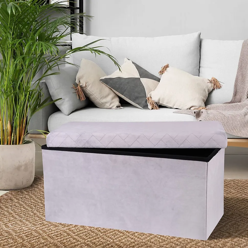 Banc de rangement pliable Kube en velours