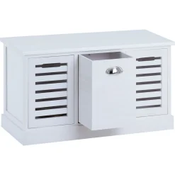 Banc de rangement TRIENT, 3 caisses, blanc