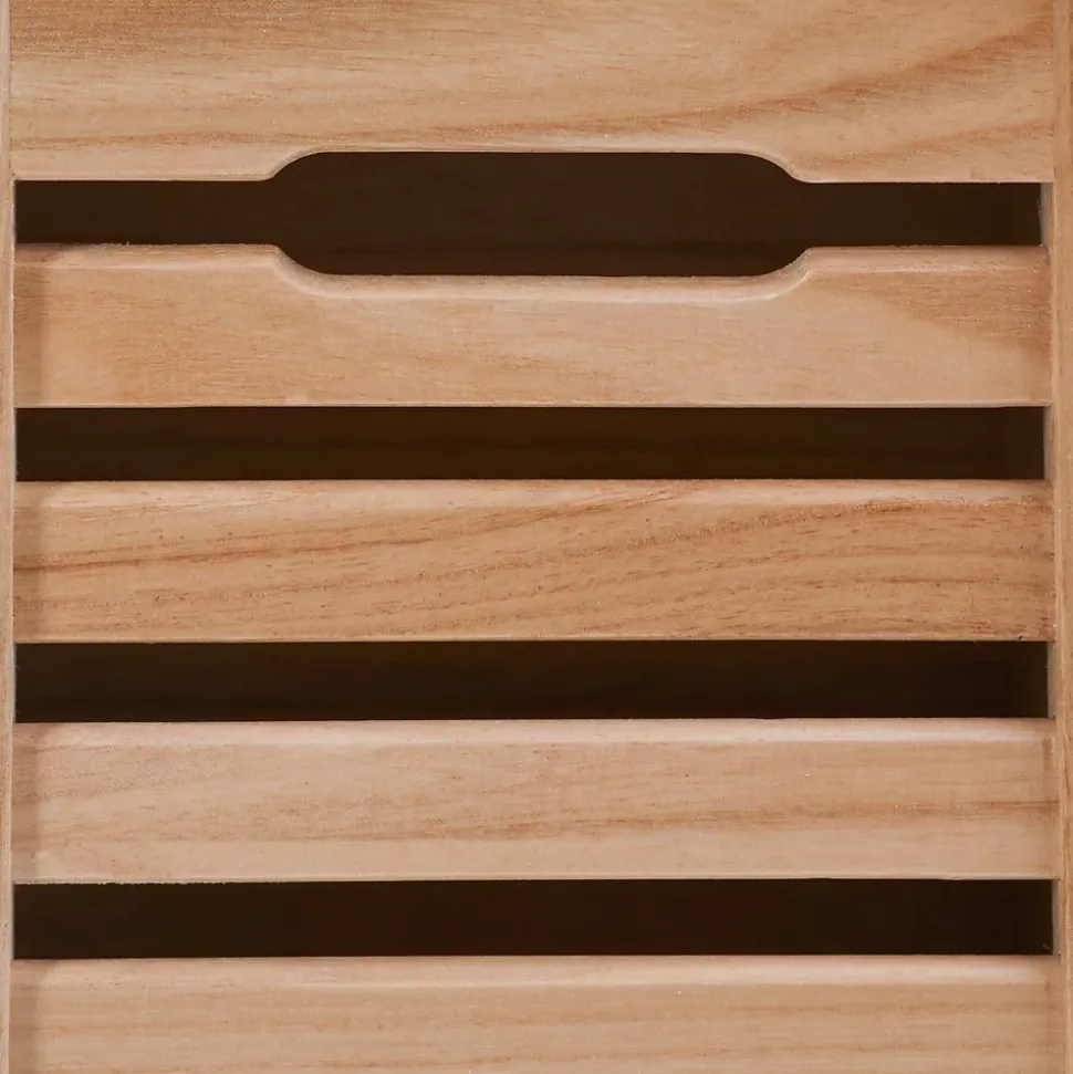 Banc de rangement TRIENT, 3 caisses, blanc et finition bois naturel