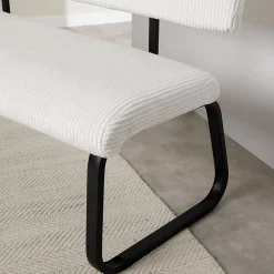 Banc de salle à manger MATESE L 135 cm en velours côtelé - Blanc