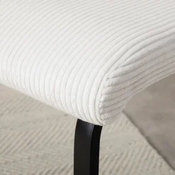 Banc de salle à manger MATESE L 135 cm en velours côtelé - Blanc