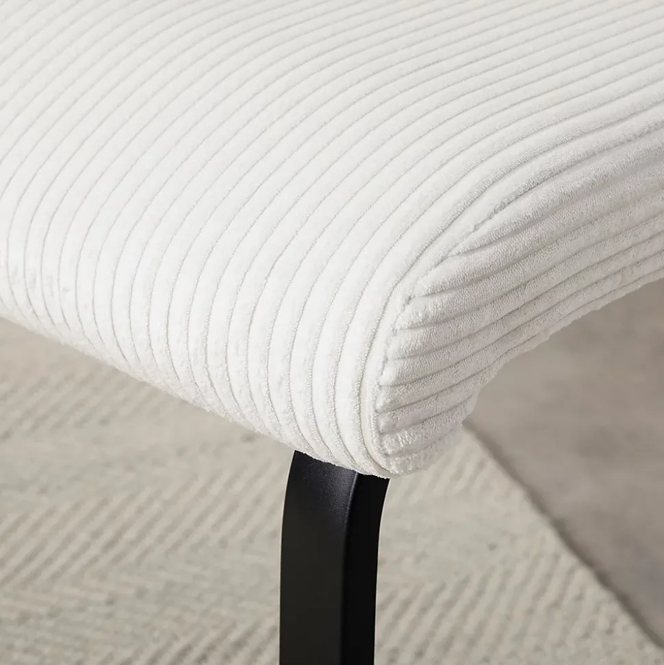 Banc de salle à manger MATESE L 135 cm en velours côtelé - Blanc