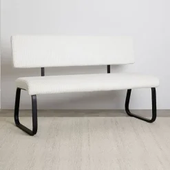 Banc de salle à manger MATESE L 135 cm en velours côtelé - Blanc