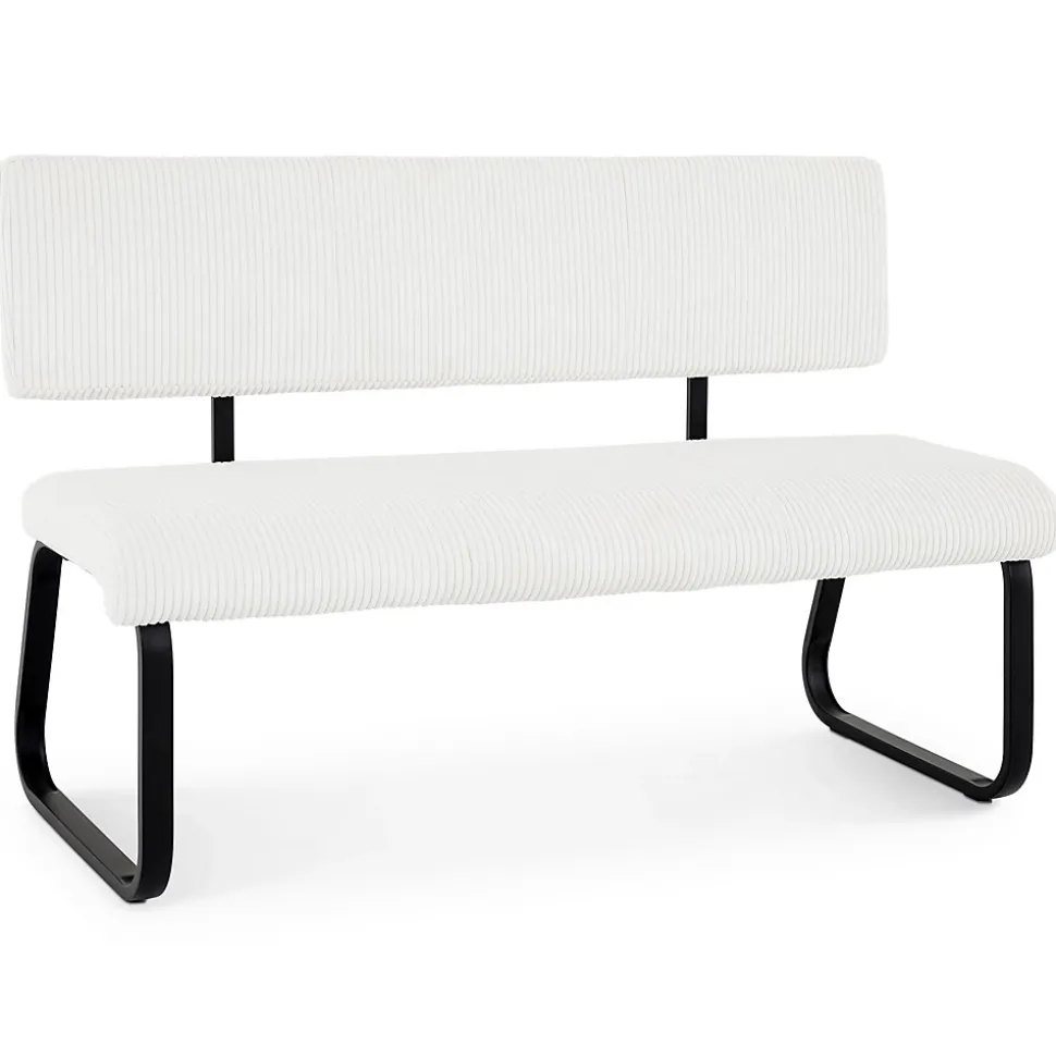 Banc de salle à manger MATESE L 135 cm en velours côtelé - Blanc