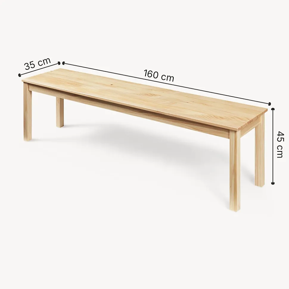 Banc de salle à manger Trerunulu 160 x 35 x 45 cm naturel en.casa