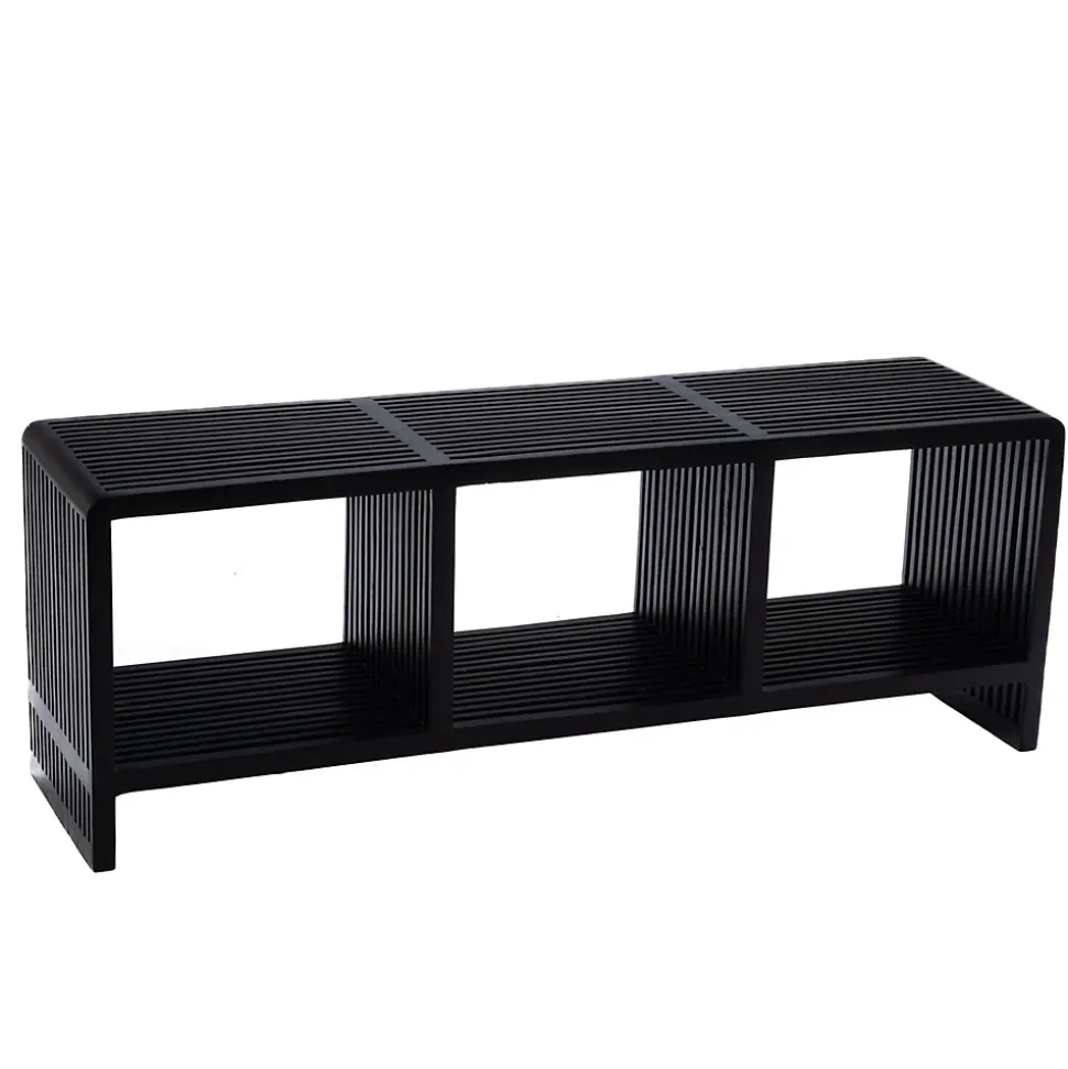 Banc d'entrée 3 niches en teck recyclé - MILAN