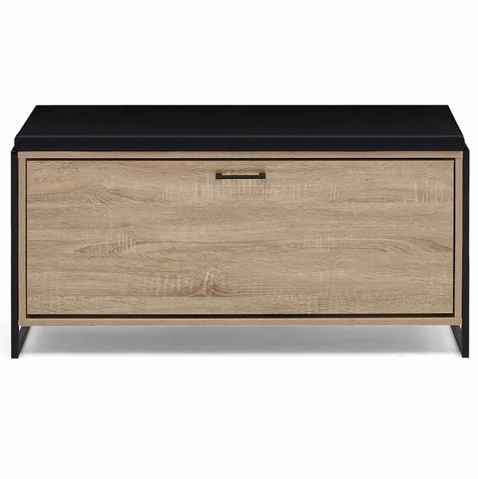 Banc d'entrée chaussures 100 cm avec coussin LUIS design industriel