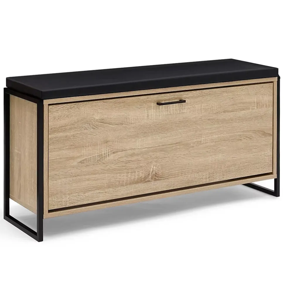 Banc d'entrée chaussures 100 cm avec coussin LUIS design industriel