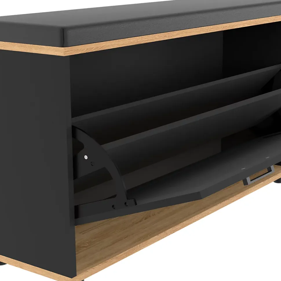 Banc d'entrée chaussures 100 cm avec coussin VITO noir