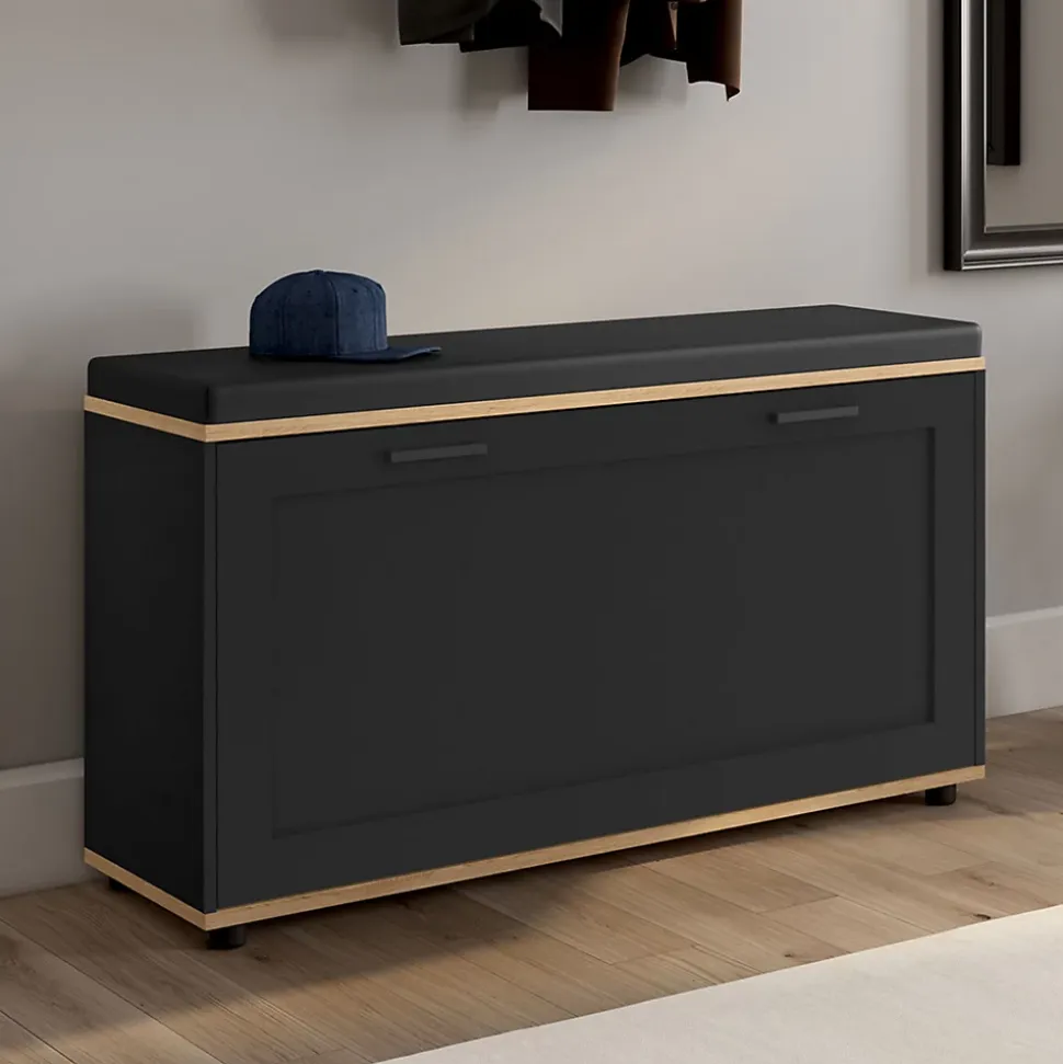 Banc d'entrée chaussures 100 cm avec coussin VITO noir