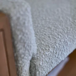 Banc d'entrée en teck massif et tissu bouclette 120 cm