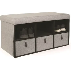 Banc d'entrée pliable rangements Scandi - L. 76 x H. 39 cm