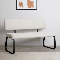 Banc d'entrée VILAS L 135 cm en tissu - Blanc crème