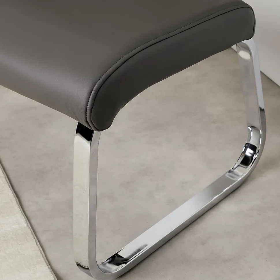 Banc design avec dossier VILAS, en synthétique gris
