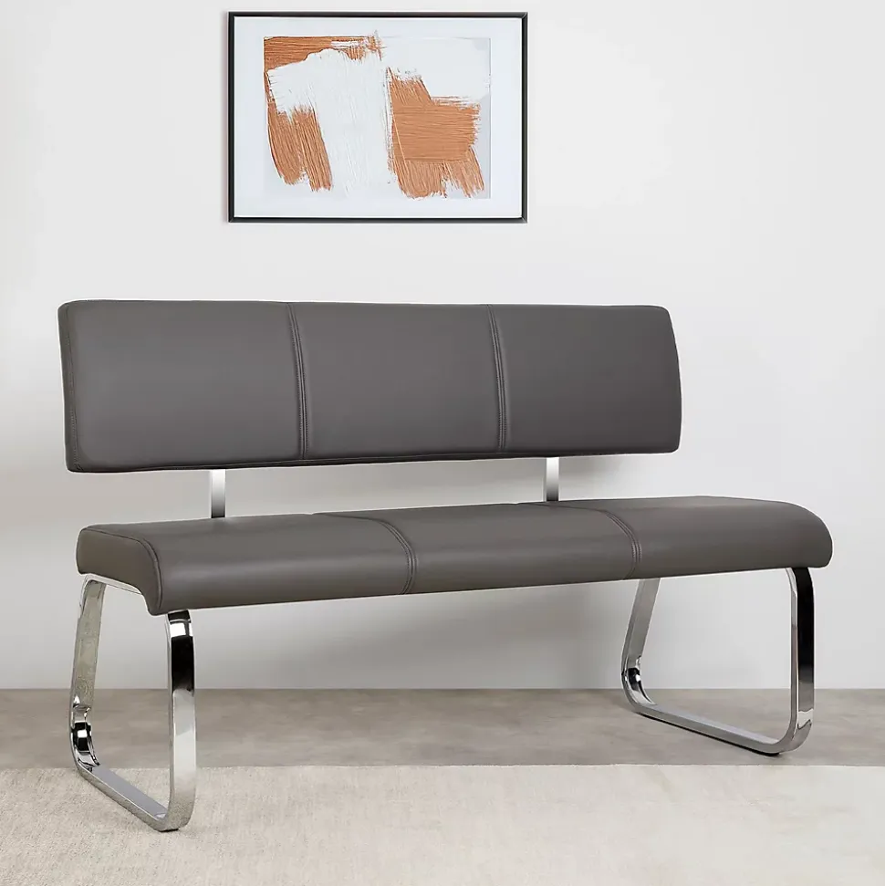 Banc design avec dossier VILAS, en synthétique gris