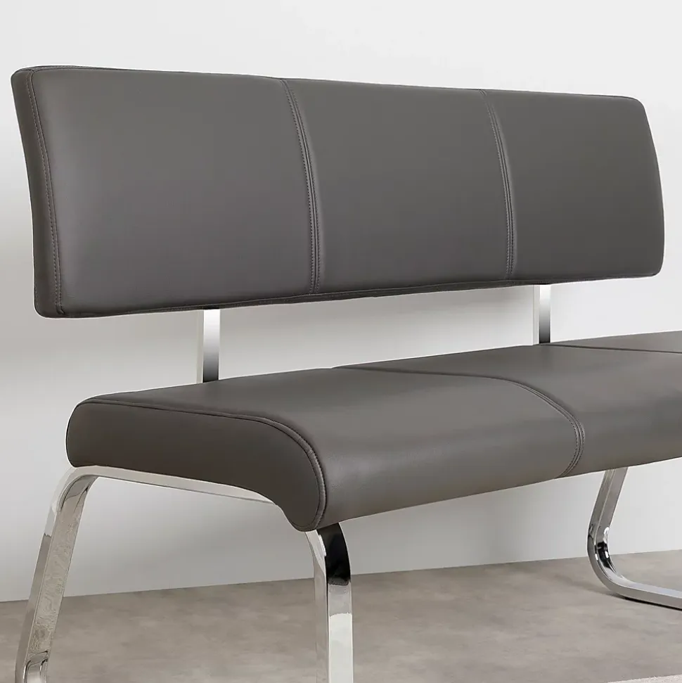 Banc design avec dossier VILAS, en synthétique gris