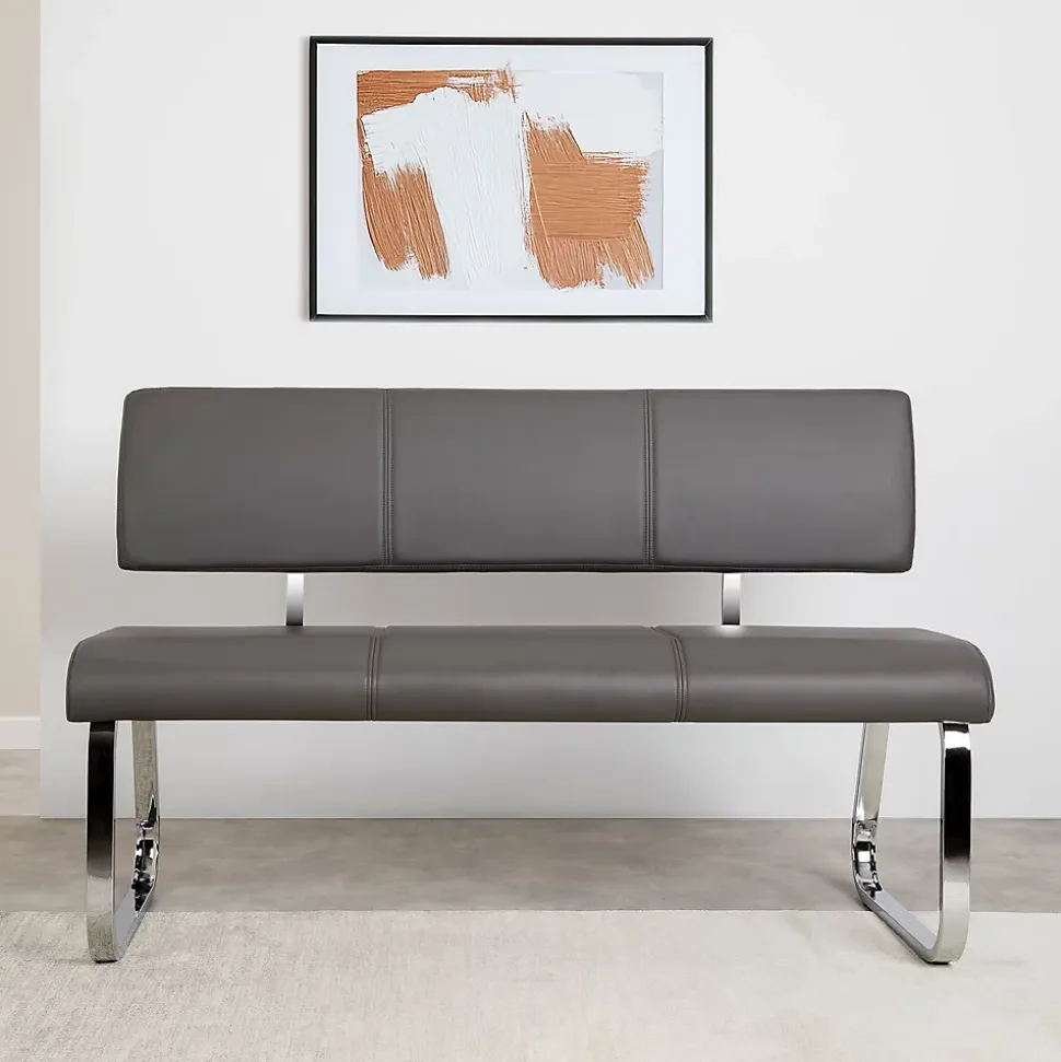 Banc design avec dossier VILAS, en synthétique gris