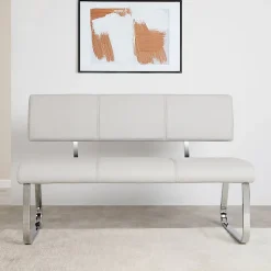 Banc design avec dossier VILAS, en synthétique gris clair