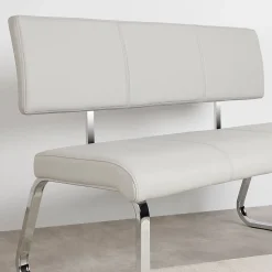 Banc design avec dossier VILAS, en synthétique gris clair