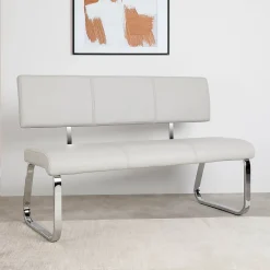 Banc design avec dossier VILAS, en synthétique gris clair