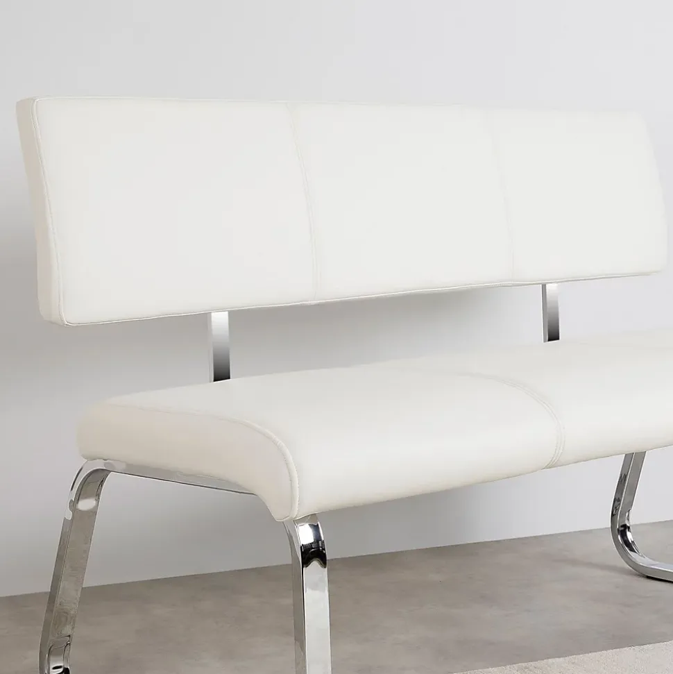 Banc design avec dossier VILAS, en synthétique blanc