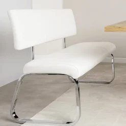 Banc design avec dossier VILAS, en synthétique blanc