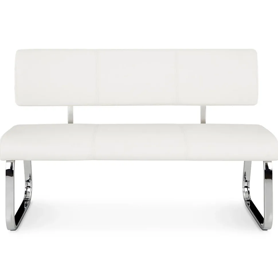 Banc design avec dossier VILAS, en synthétique blanc