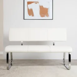 Banc design avec dossier VILAS, en synthétique blanc