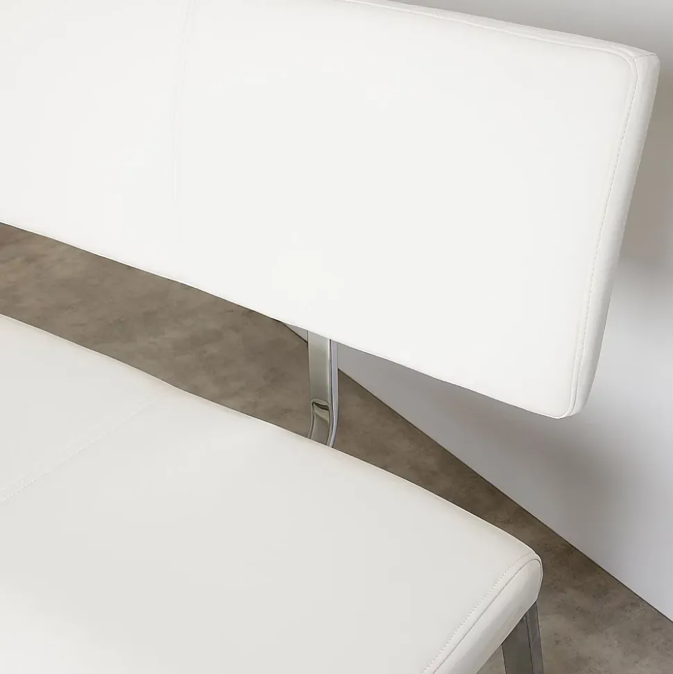 Banc design avec dossier VILAS, en synthétique blanc