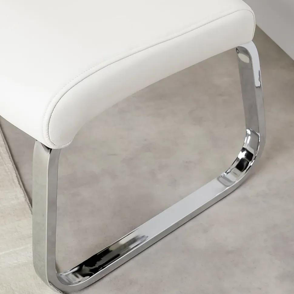 Banc design avec dossier VILAS, en synthétique blanc