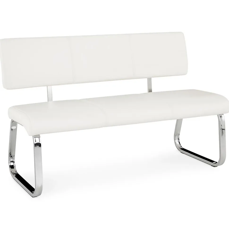 Banc design avec dossier VILAS, en synthétique blanc