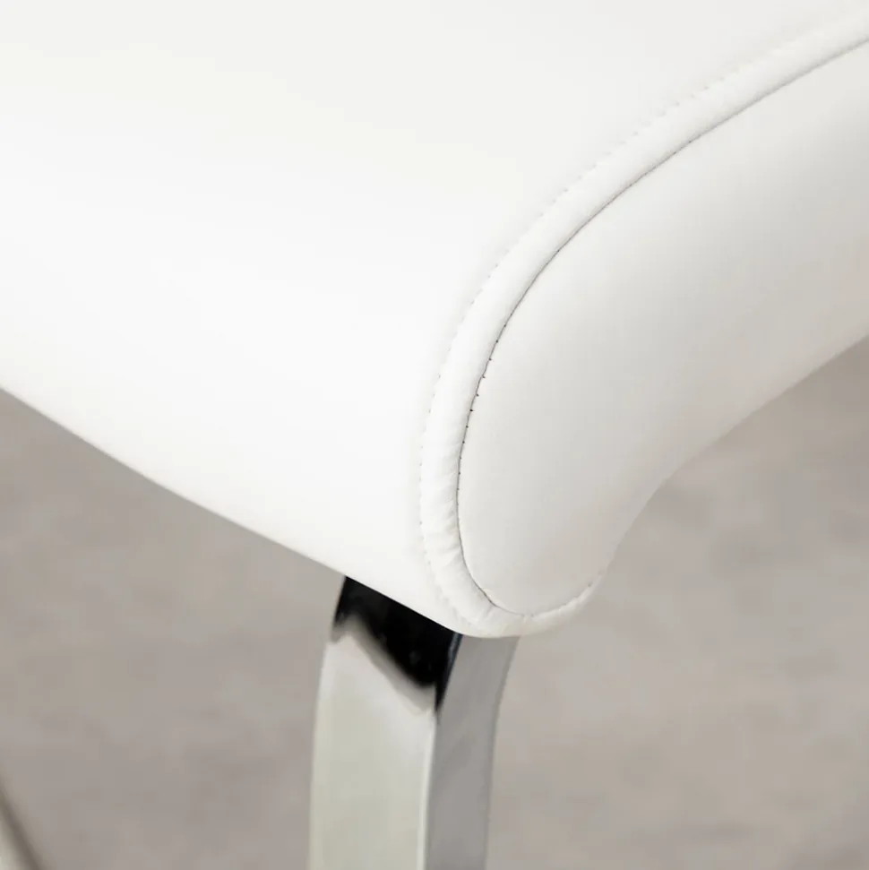 Banc design avec dossier VILAS, en synthétique blanc
