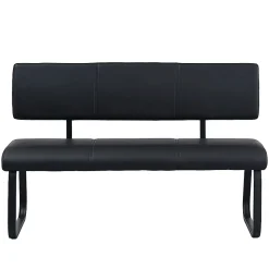 Banc design avec dossier VILAS, en synthétique et métal noir