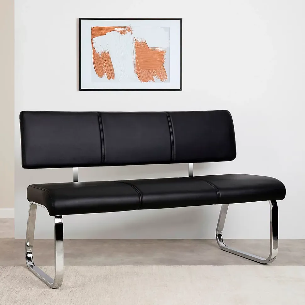 Banc design avec dossier VILAS, en synthétique noir